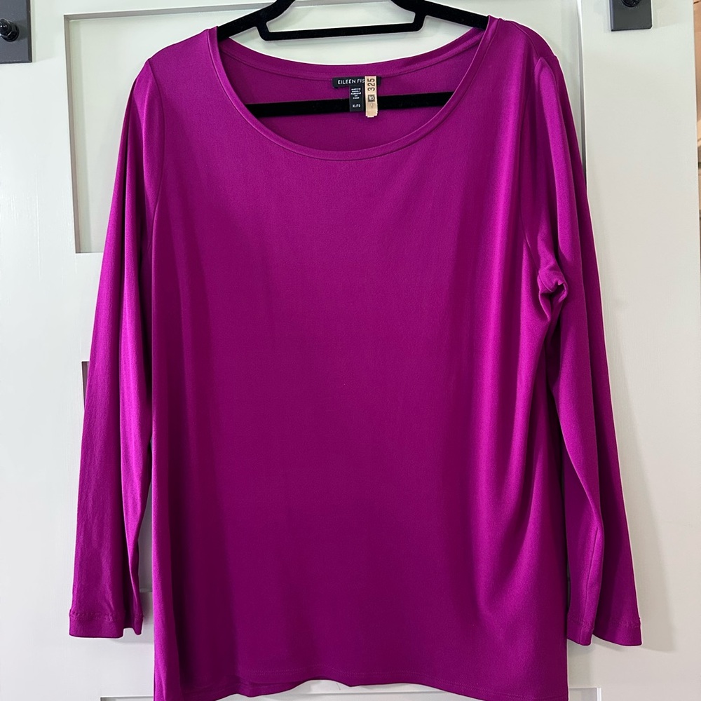 Eileen Fisher Relaxed Long Sleeve Scoop Neck Top